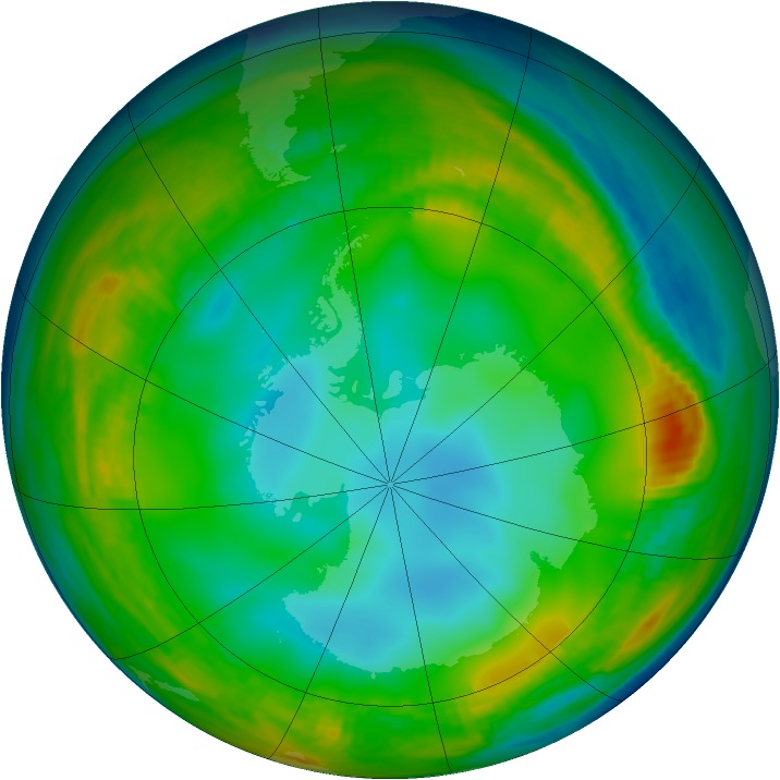Antarctic ozone map for 02 July 1980